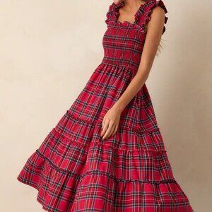 Plaid Ruffle Trim Tiered Dress